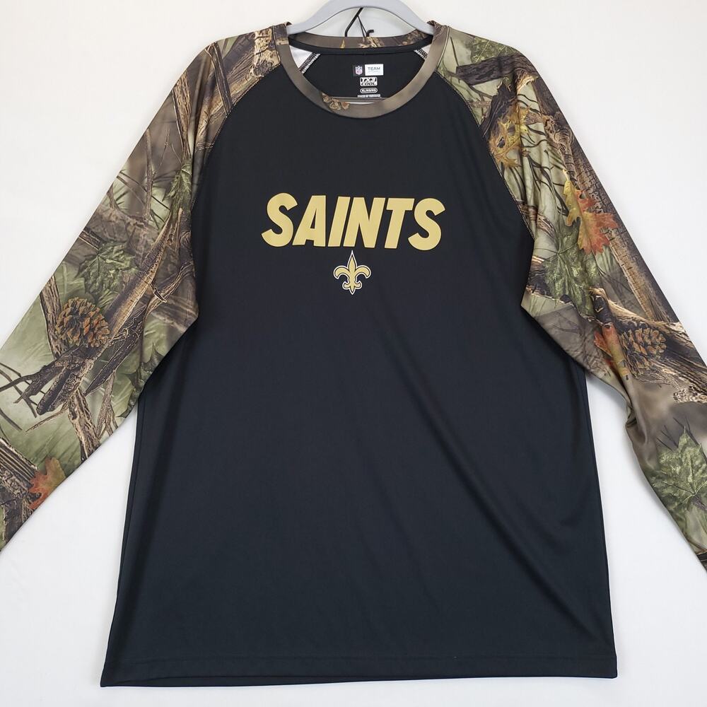 NFL New Orleans Saints Team Apparel TX3 Cool Shirts Camo‎ Long Sleeves Men XL